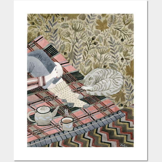 Autumn Picnic With My Cat Wall Art by Golden Section